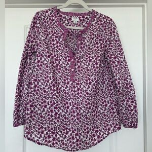 J Crew Floral Tunic 100% Cotton Blouse size M